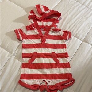 Red and White Striped Baby Romper